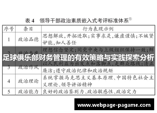 足球俱乐部财务管理的有效策略与实践探索分析